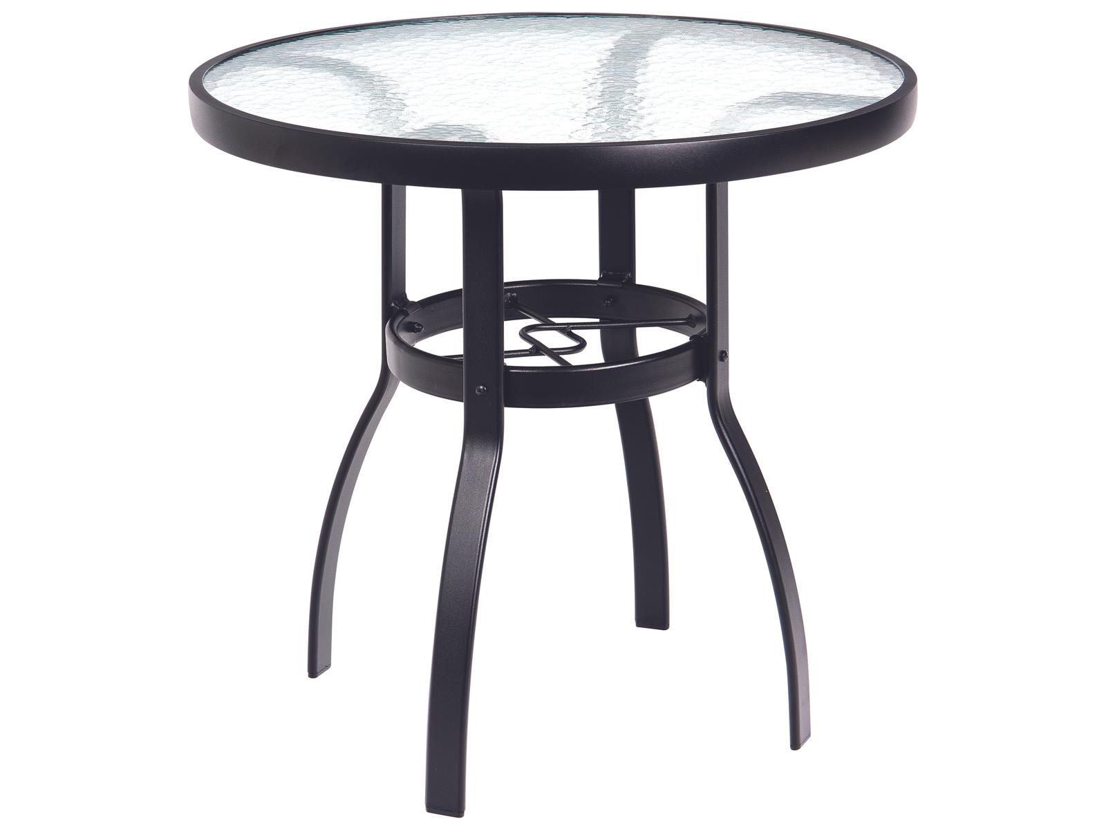 Woodard Deluxe Aluminum Round Obscure Glass Top Outdoor Patio Dining Table