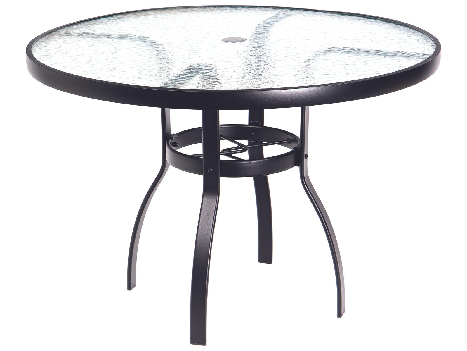 Woodard Aluminum Deluxe Round Obscure Glass Top Table with Umbrella Hole