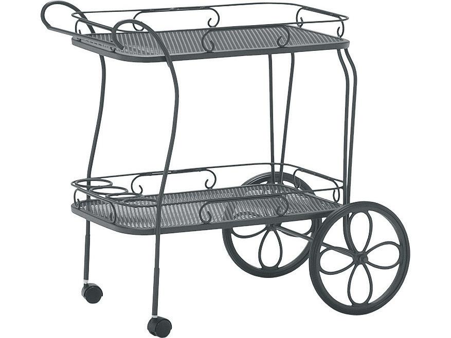 Woodard Wrought Iron Mesh Top Tea Serving Cart with Removable Serving Tray