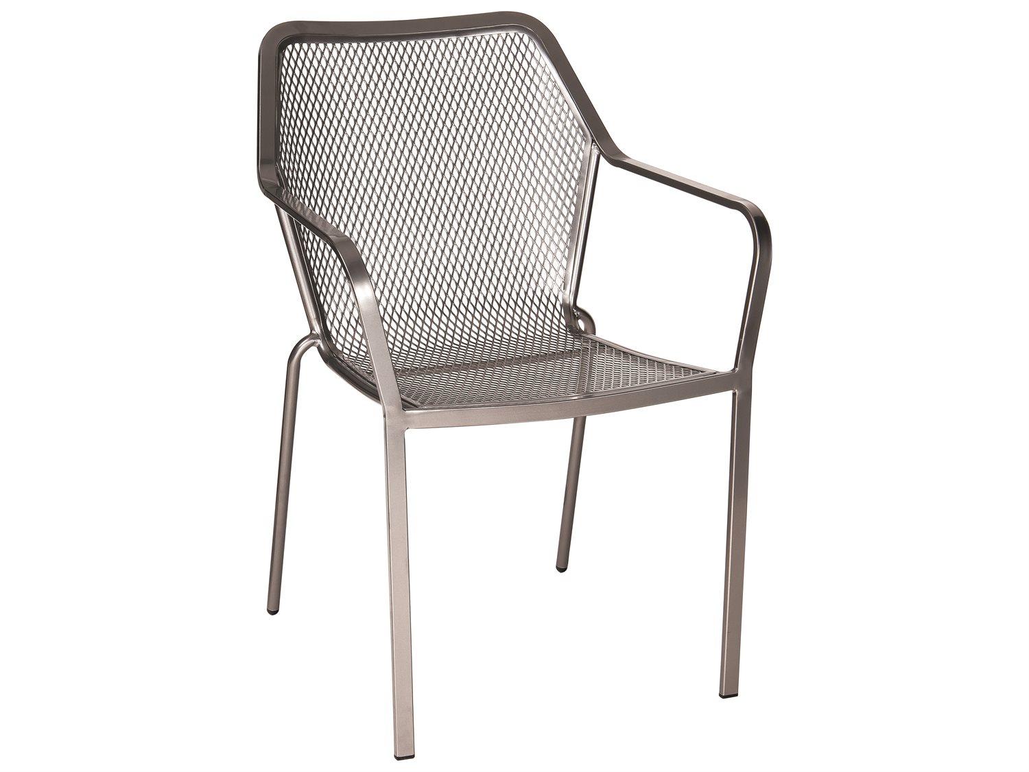 Woodard Delmar Wrought Iron Outdoor Dining Arm Chair with Cushion