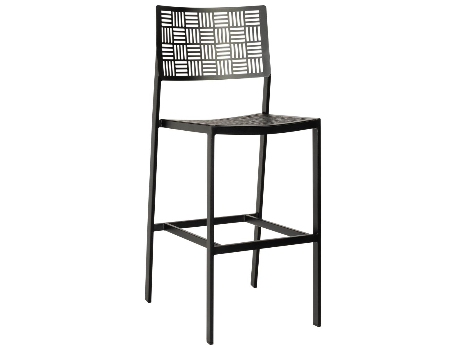 Woodard New Century Wrought Iron Outdoor Patio Bar Stool with Cushion
