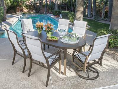 Woodard Belden Padded Sling Aluminum Patio Dining Set