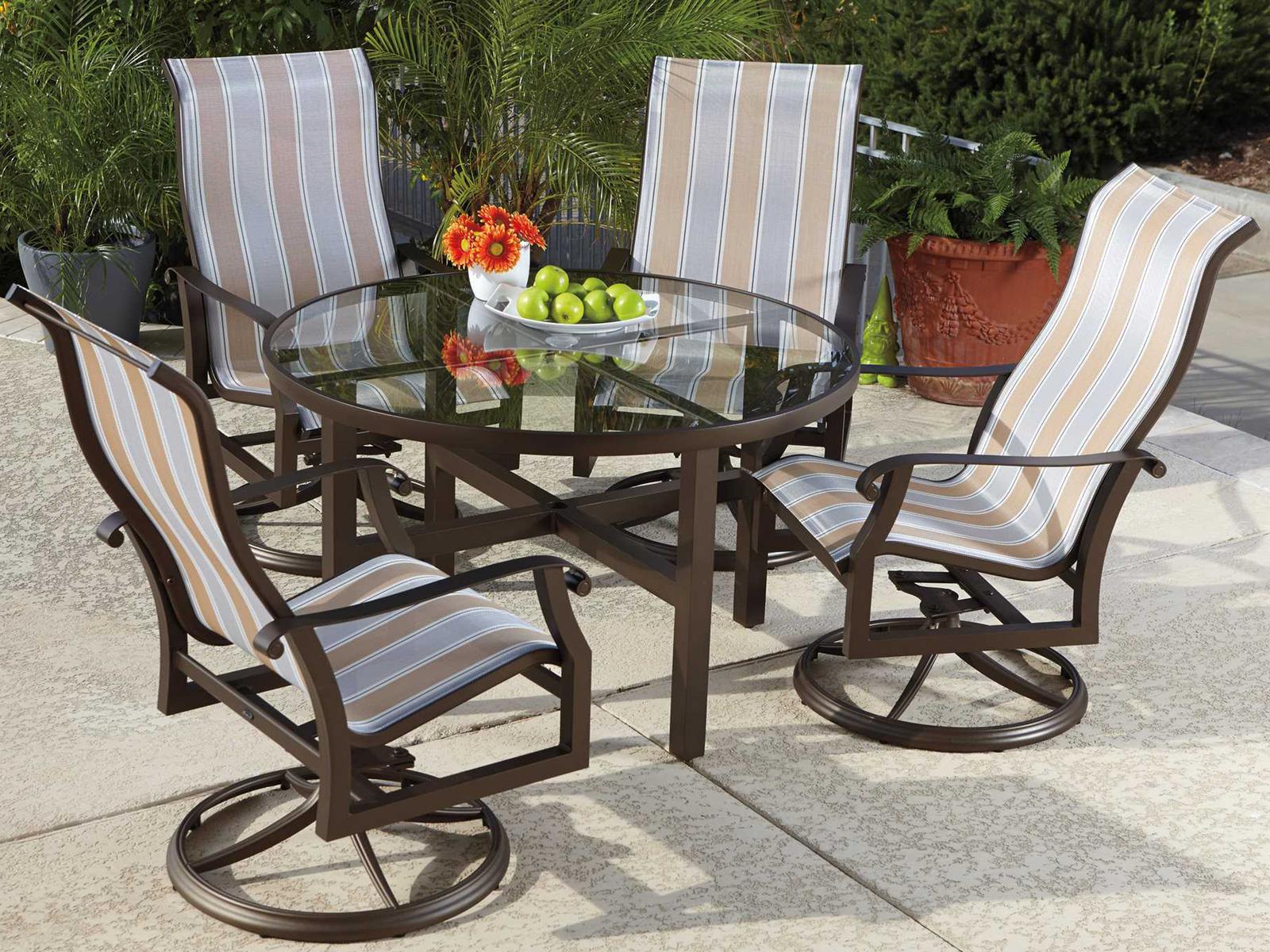 Woodard Cortland Sling Aluminum Outdoor Patio Dining Set