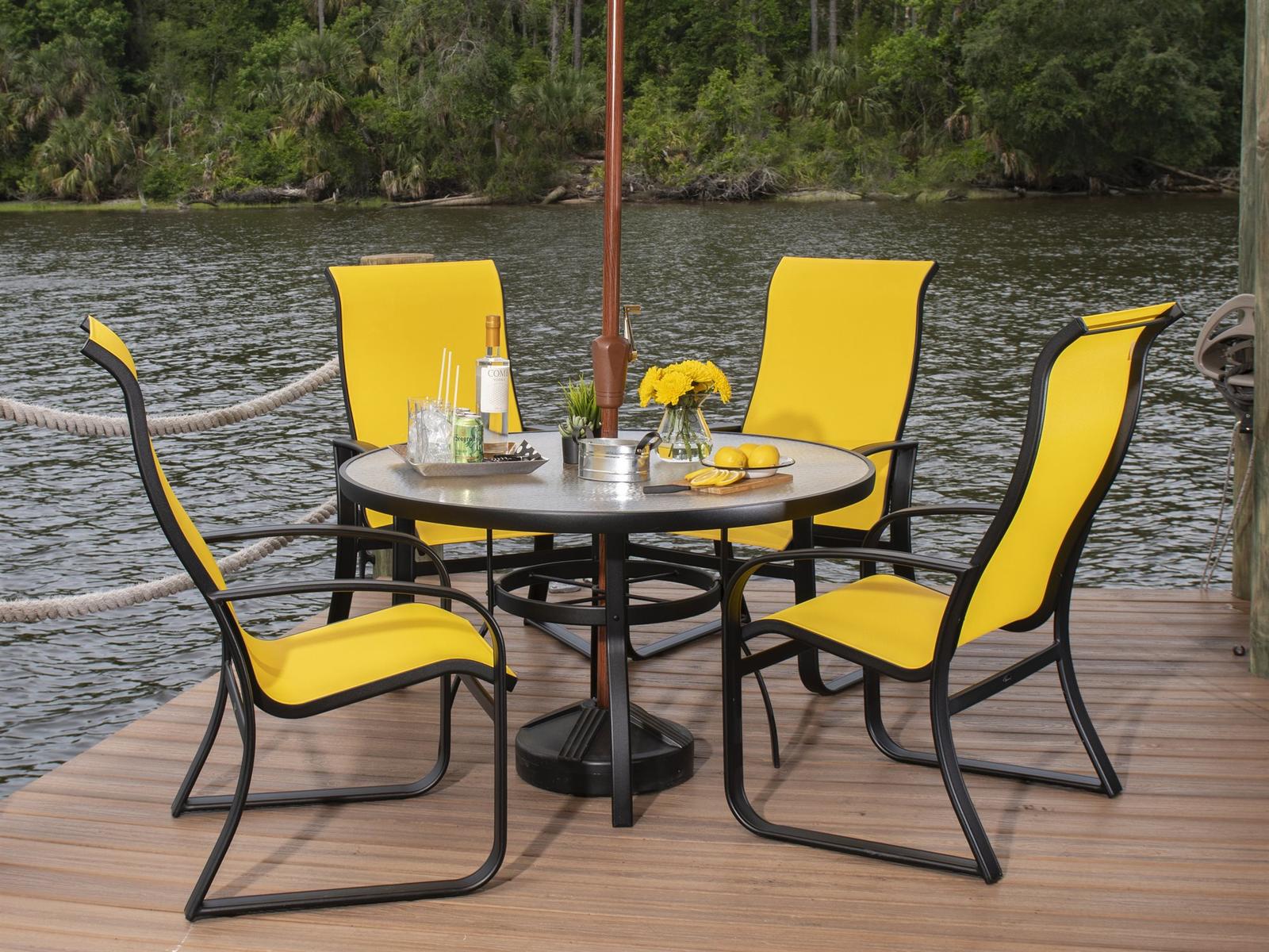 Woodard Cayman Isle Sling Aluminum Outdoor Patio Dining Set