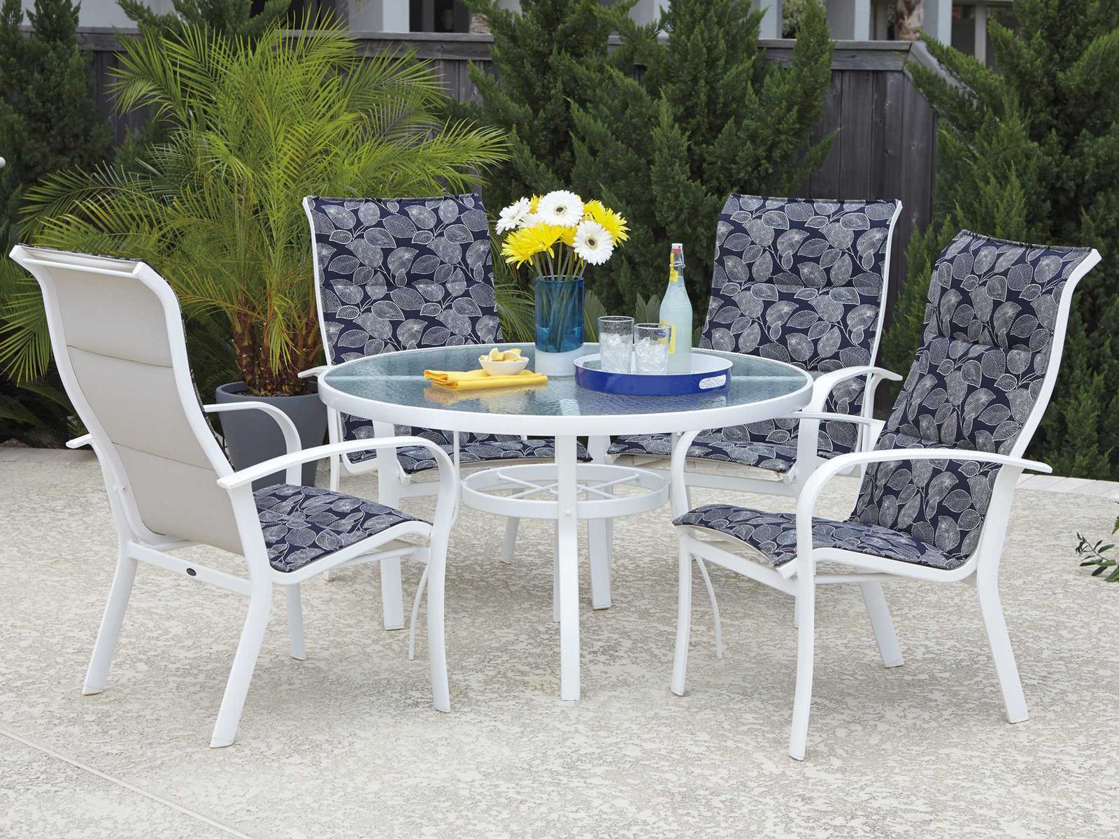 Woodard Fremont Padded Sling Aluminum Outdoor Patio Dining Set