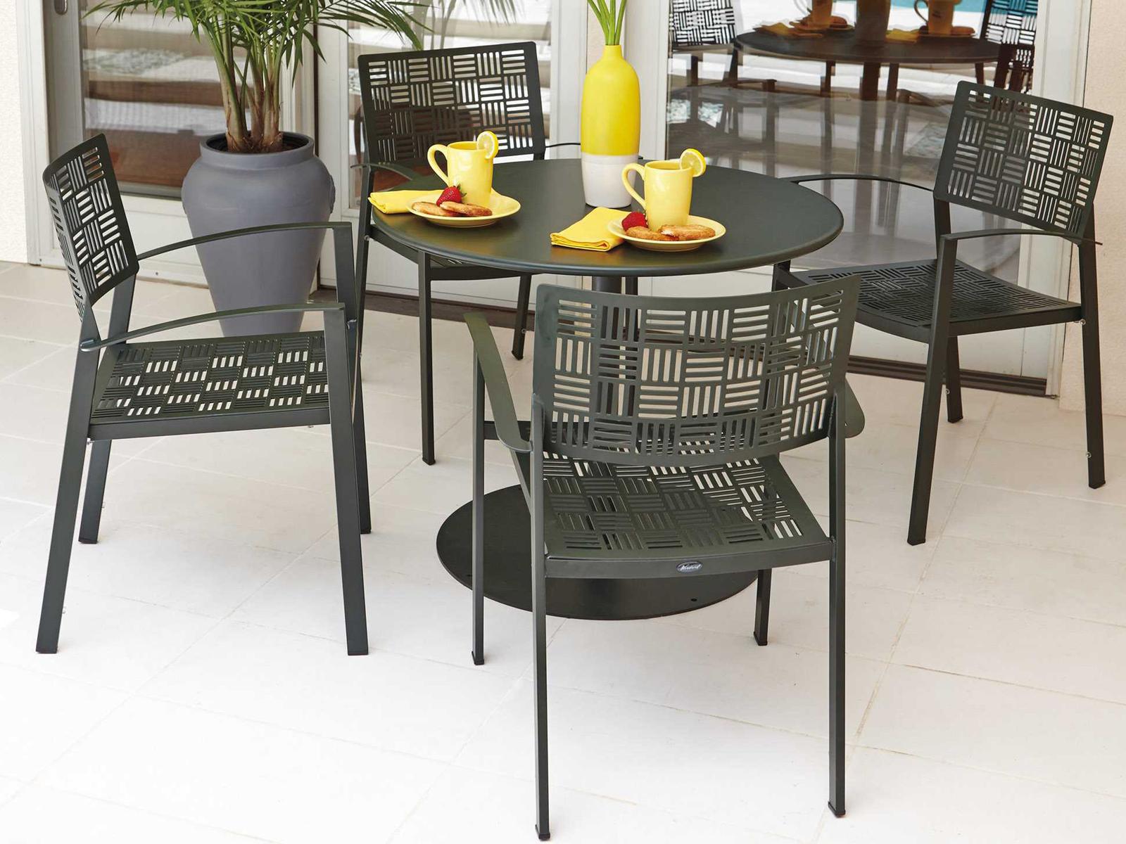 Woodard New Century Wrought Iron Outdoor Dining Set