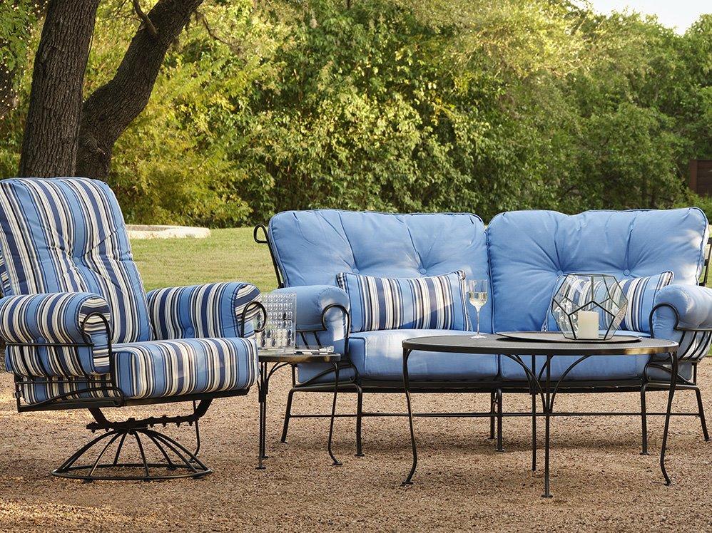 Woodard Terrace Cushion Wrought Iron Patio Lounge Set