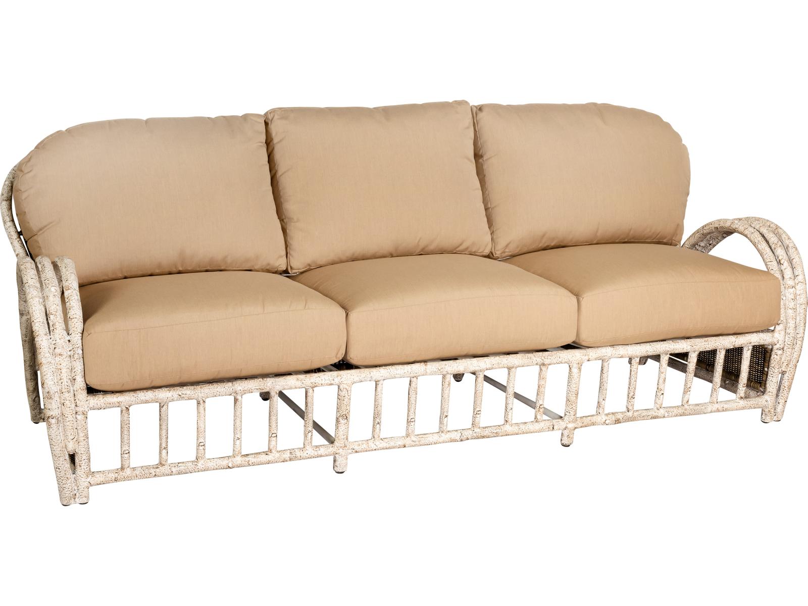 Woodard Whitecraft River Run Wicker Antique Palm Outdoor Patio Sofa
