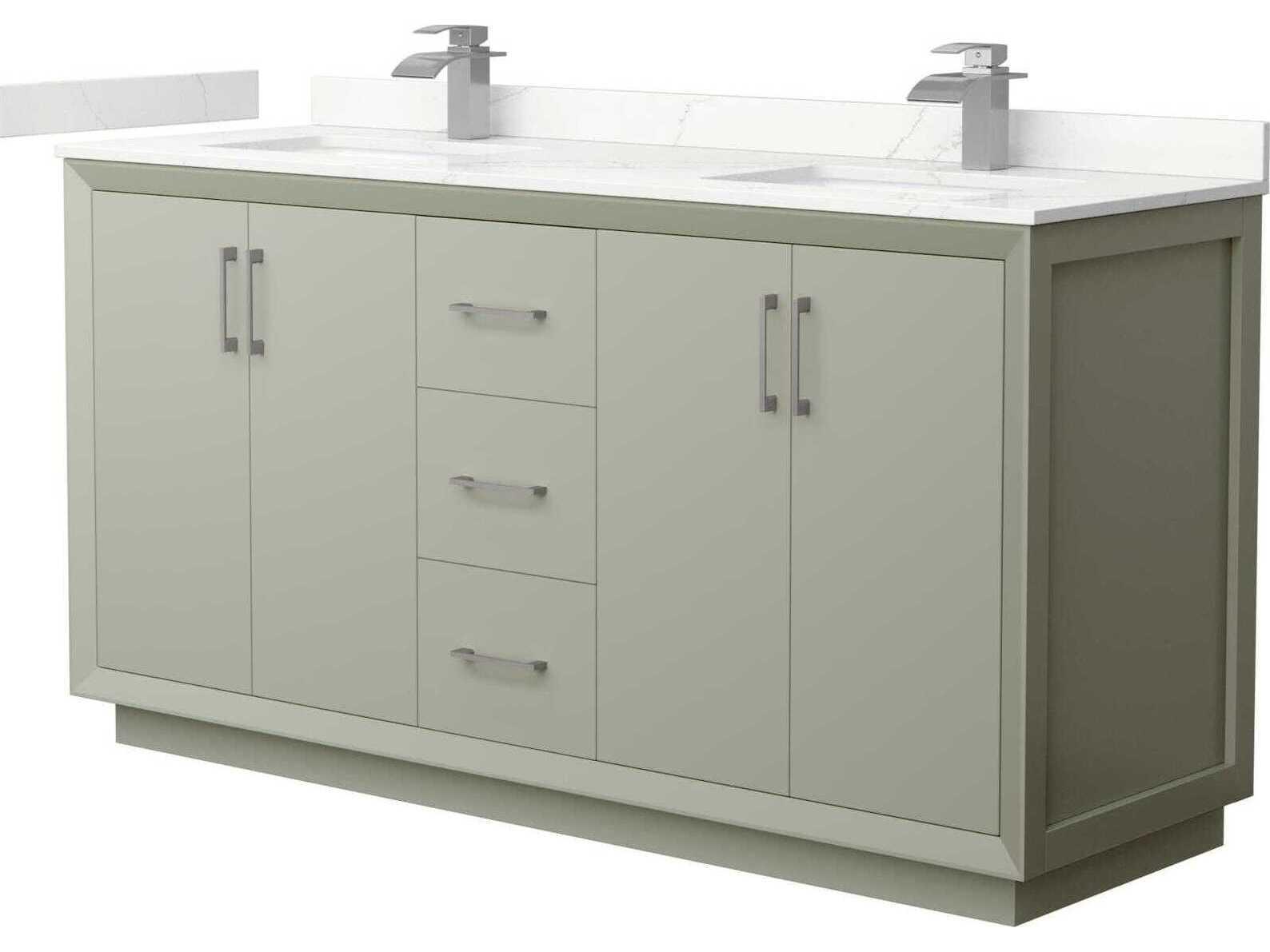 Wyndham Collection Strada 66-Inch Double Bathroom Vanity Top — Light