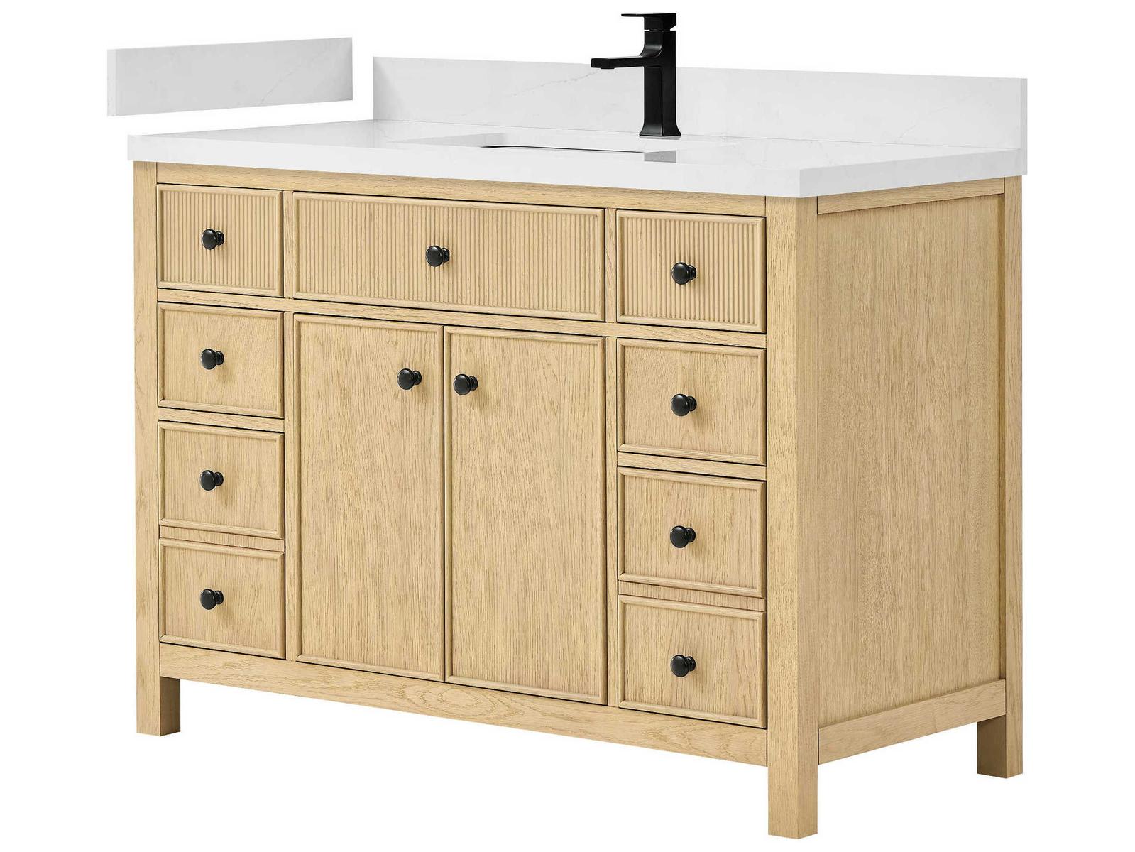 Scandinavian Collection Wyndham Collection Rian Scandinavian Oak 48 Vanity | WCF484848SSMXX ...