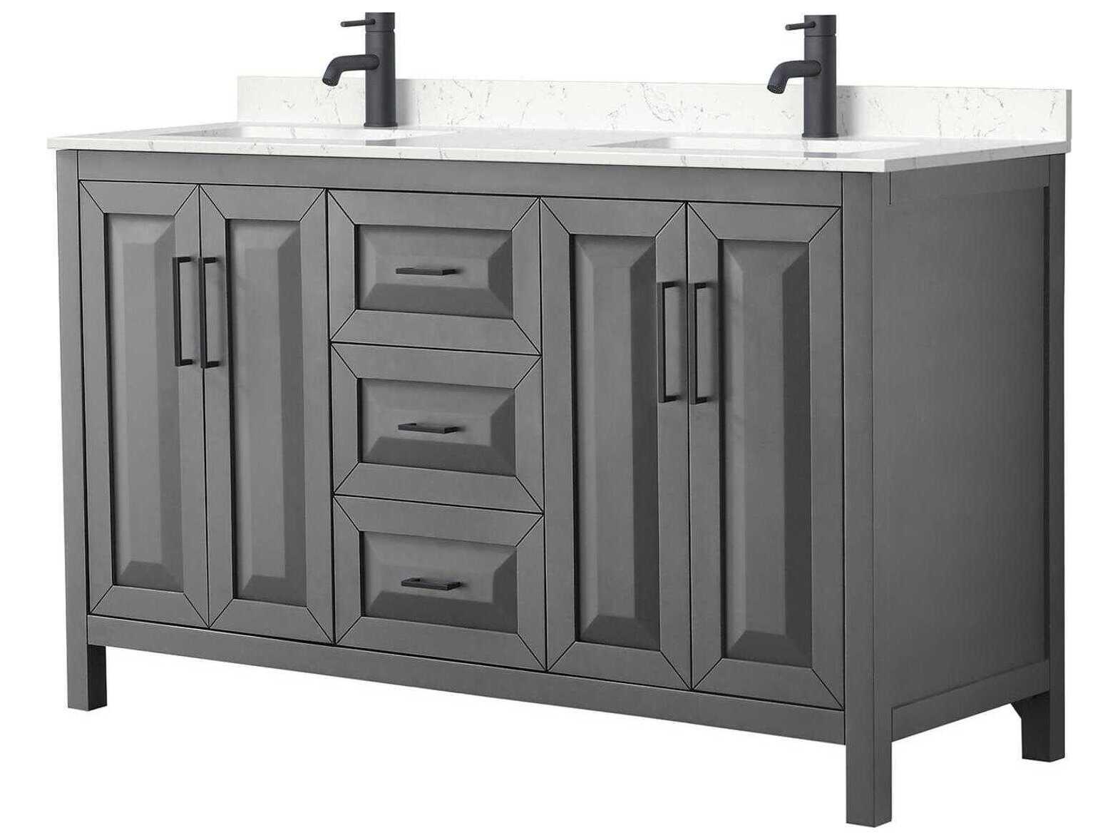 Wyndham Collection Daria 60-Inch Bathroom Vanity Cabinet — Solid Wood