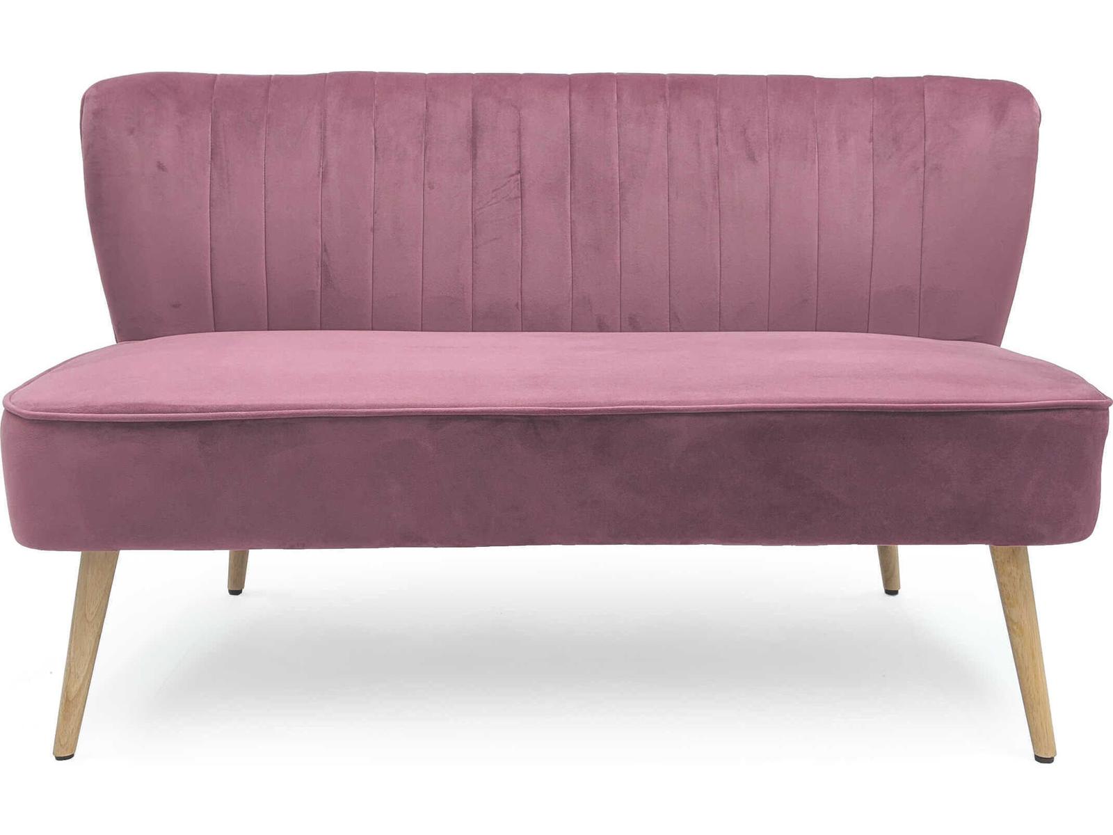 Zentique Mauve Rose Velvet Purple Upholstered Accent Bench