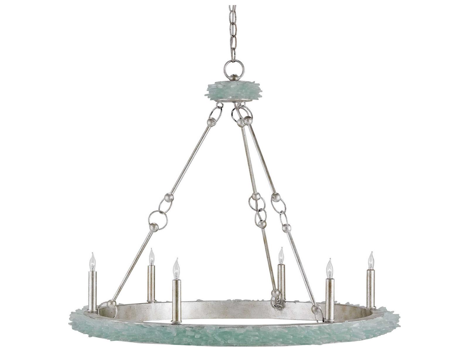 Luxecor Vistas 6-Light Silver Granello seaglass Candelabra Chandelier