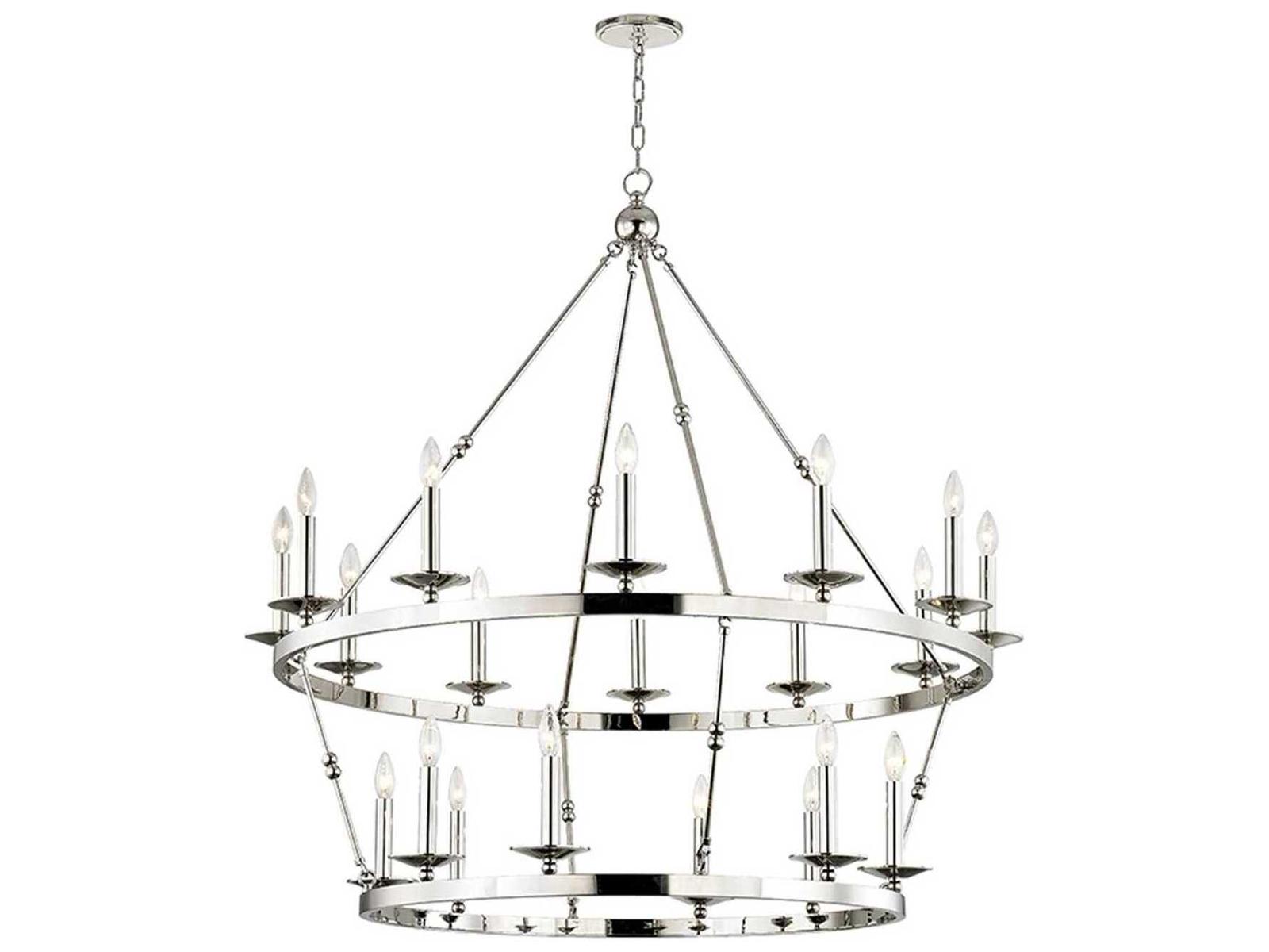 Hudson Valley Allendale 20-Light Polished Nickel Candelabra Round Tiered Chandelier