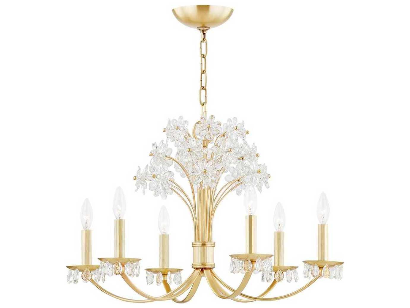 Hudson Valley Beaumont 6-Light Aged Brass Crystal Candelabra Chandelier