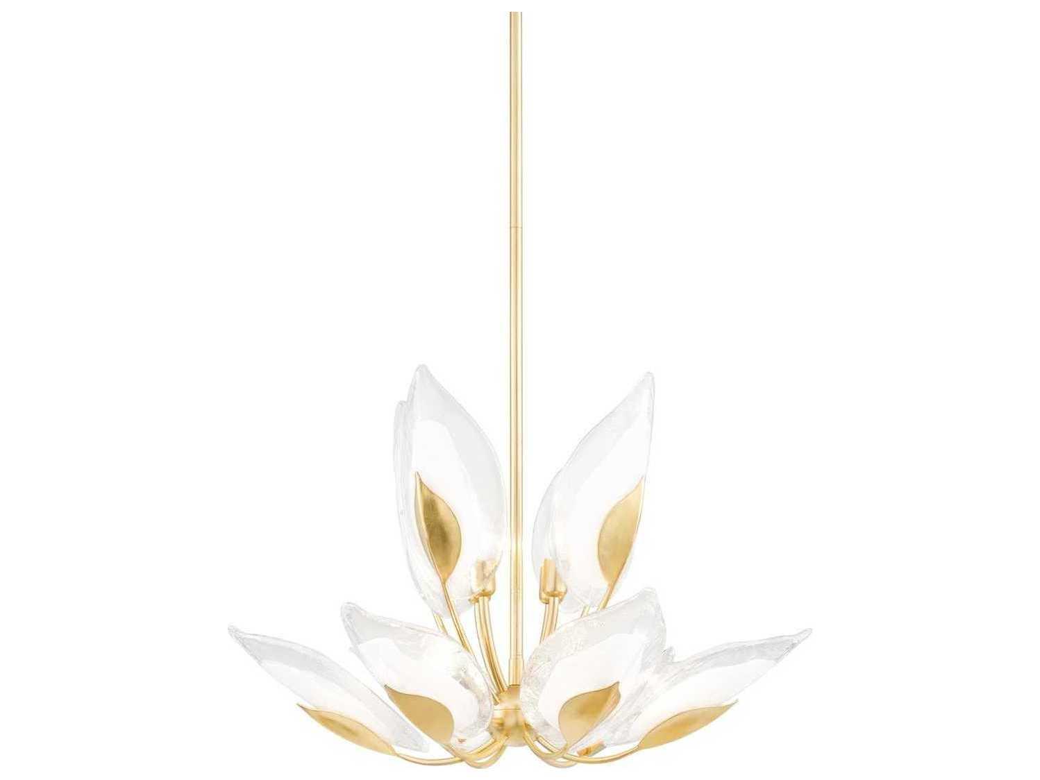 Hudson Valley Blossom 10-Light Gold Leaf Glass Candelabra Round Tiered Chandelier