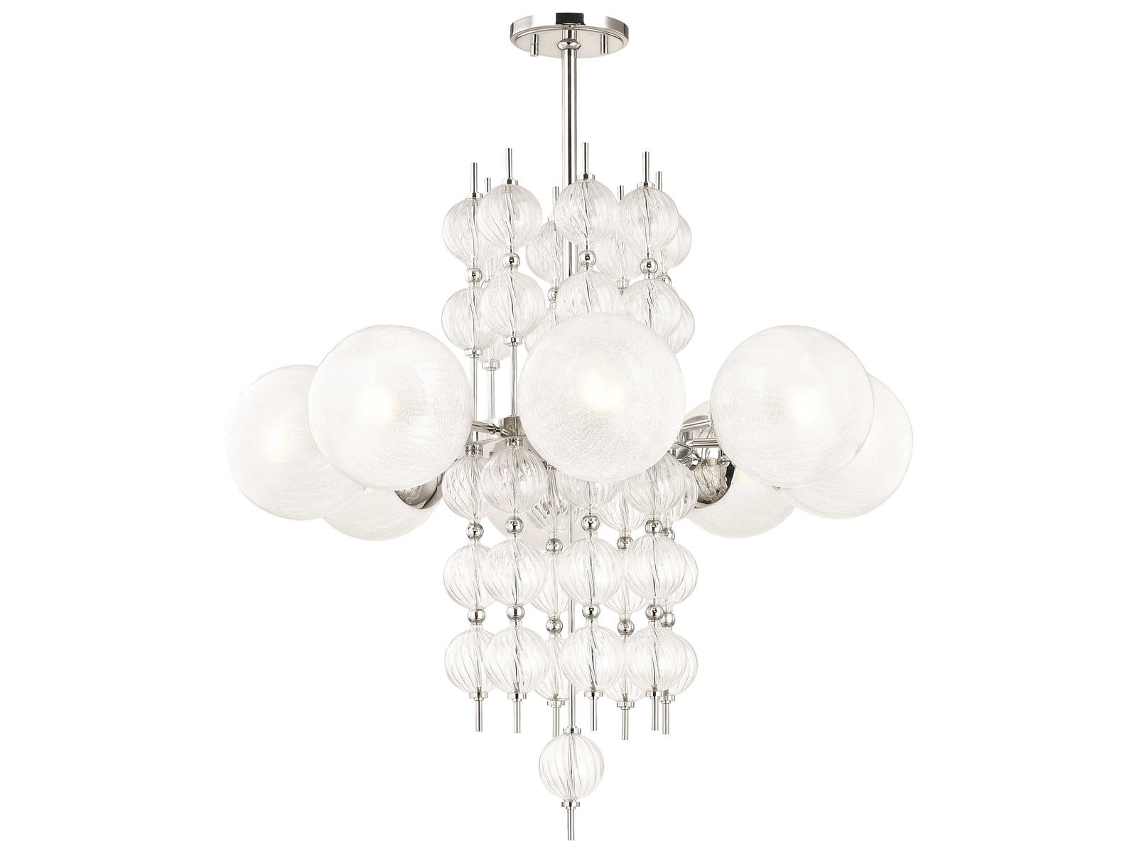 Hudson Valley Calypso 8-Light Polished Nickel Clear Glass Globe Geometric Round Chandelier