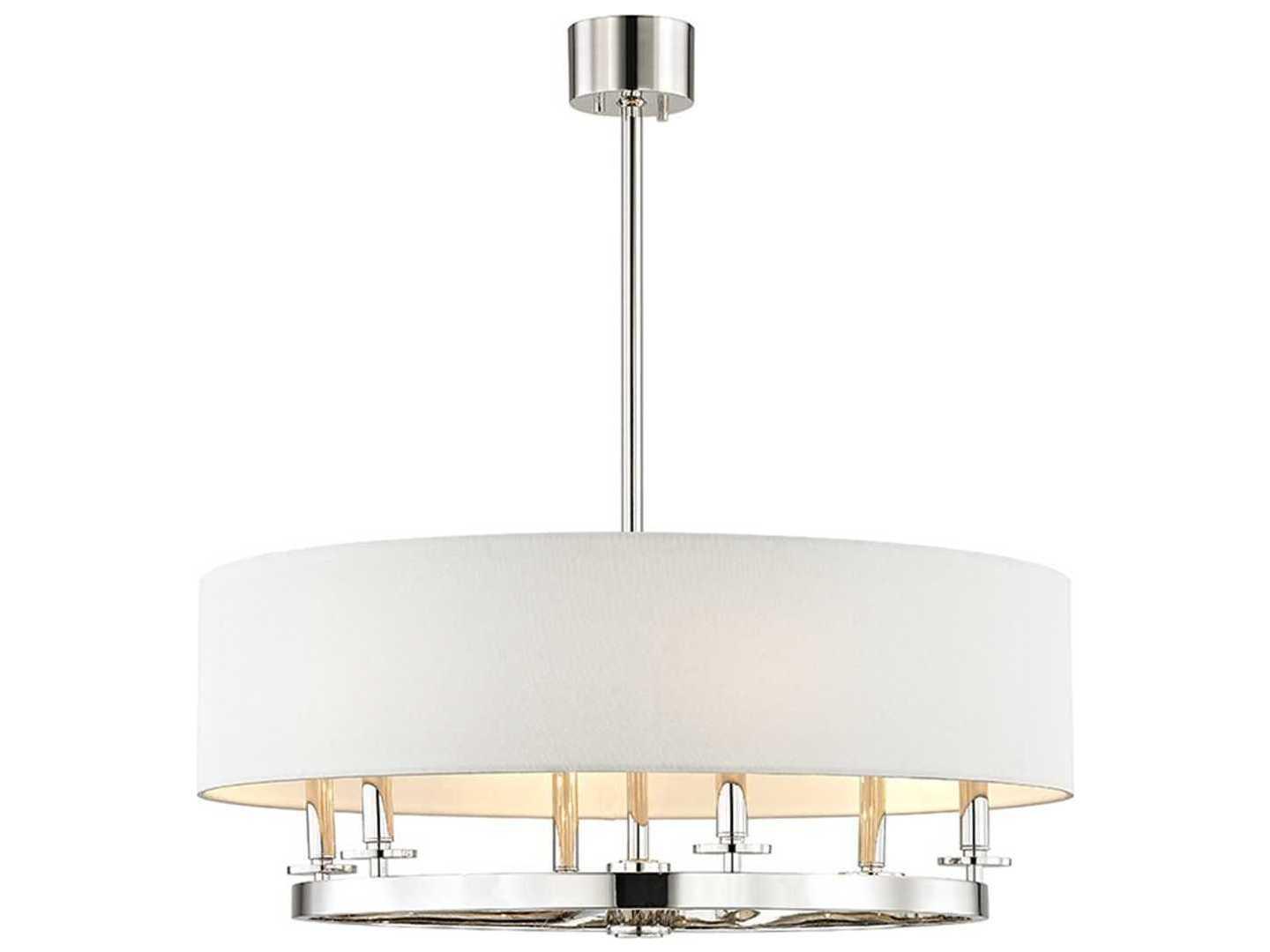 Hudson Valley Durham 6-Light Polished Nickel Off White Candelabra Drum Chandelier