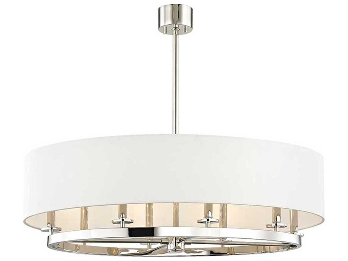 Hudson Valley Durham 8-Light Polished Nickel Off White Candelabra Drum Chandelier