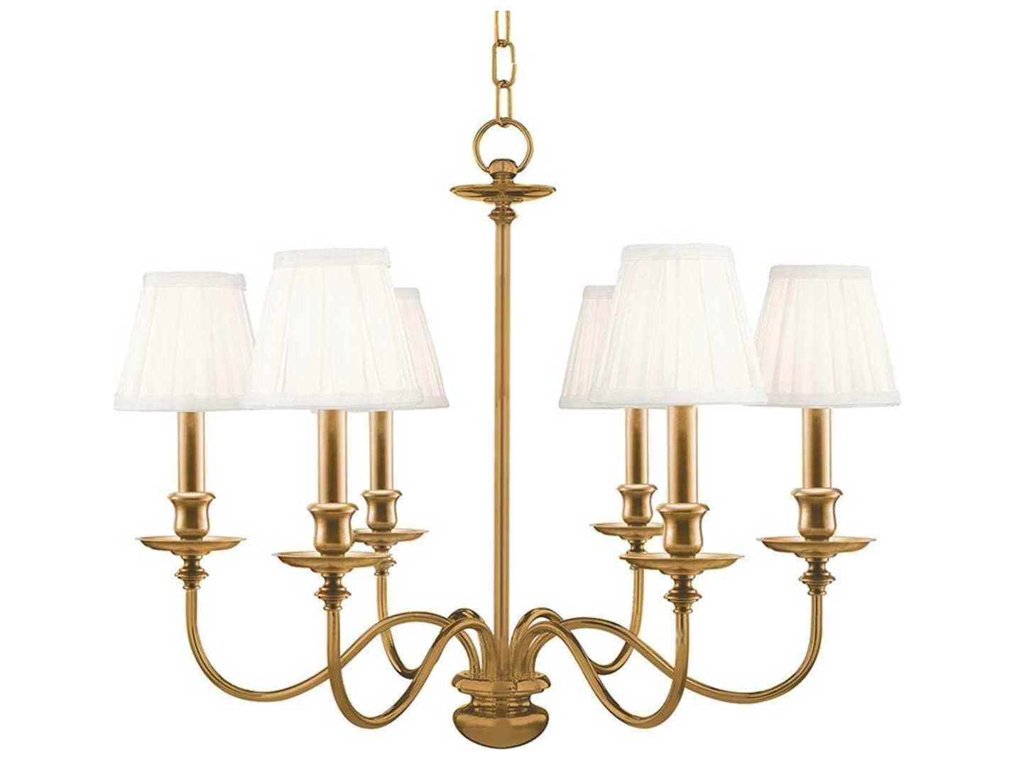 Hudson Valley Menlo Park 6-Light Aged Brass Off White Candelabra Empire Round Chandelier