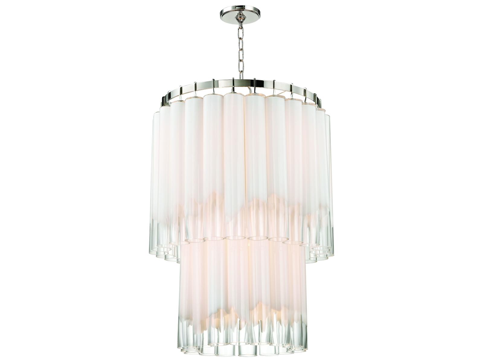 Hudson Valley Tyrell 9-Light Polished Nickel Clear Crystal Glass Candelabra Cylinder Drum Chandelier