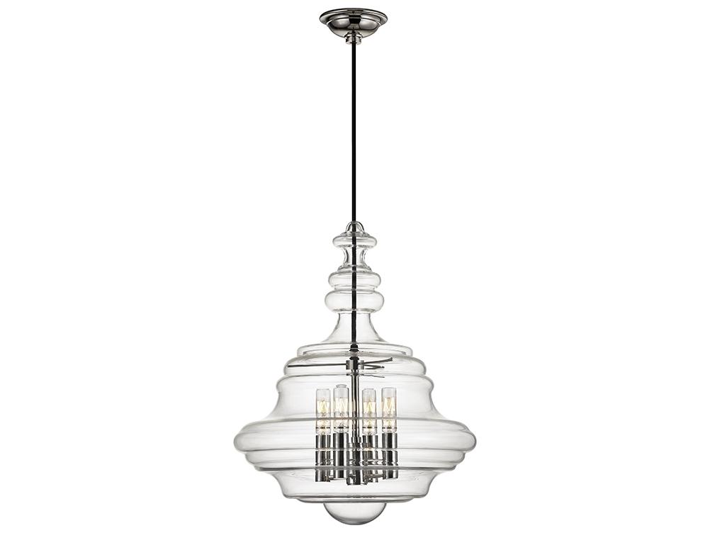 Hudson Valley Washington 4-Light Polished Nickel Clear Glass Candelabra Chandelier