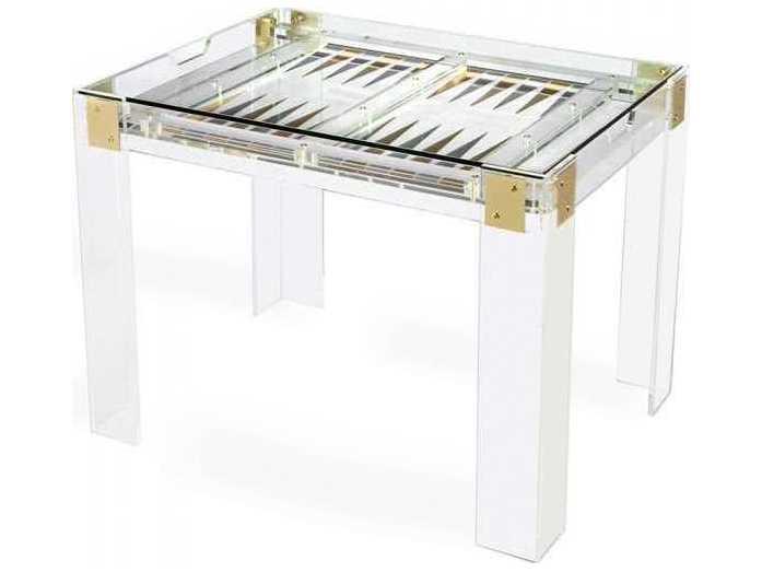 Interlude Home Gold Clear Shiny Brass Silver Game Table