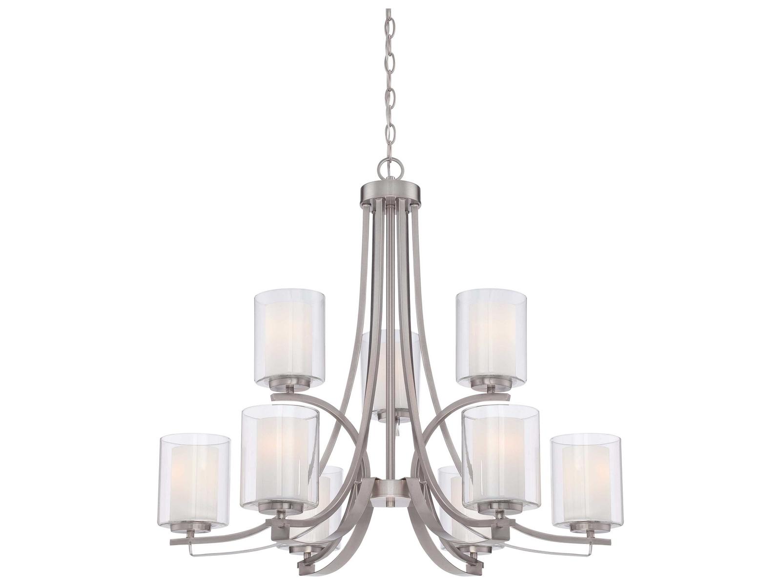 Minka Lavery Parsons Studio 9-Light Brushed Nickel Glass Cylinder Linear Chandelier