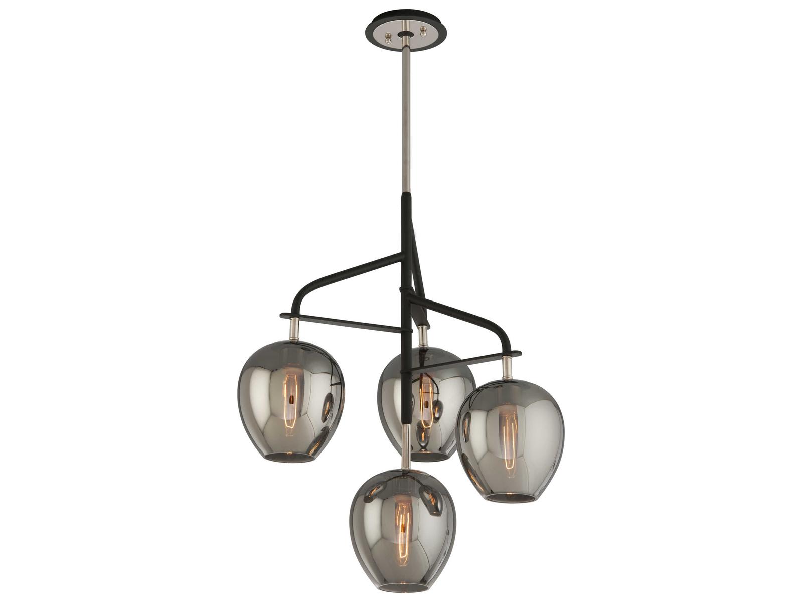 Troy Lighting Odyssey 4-Light Carbide Black And Polished Nickel Glass Globe Pendant