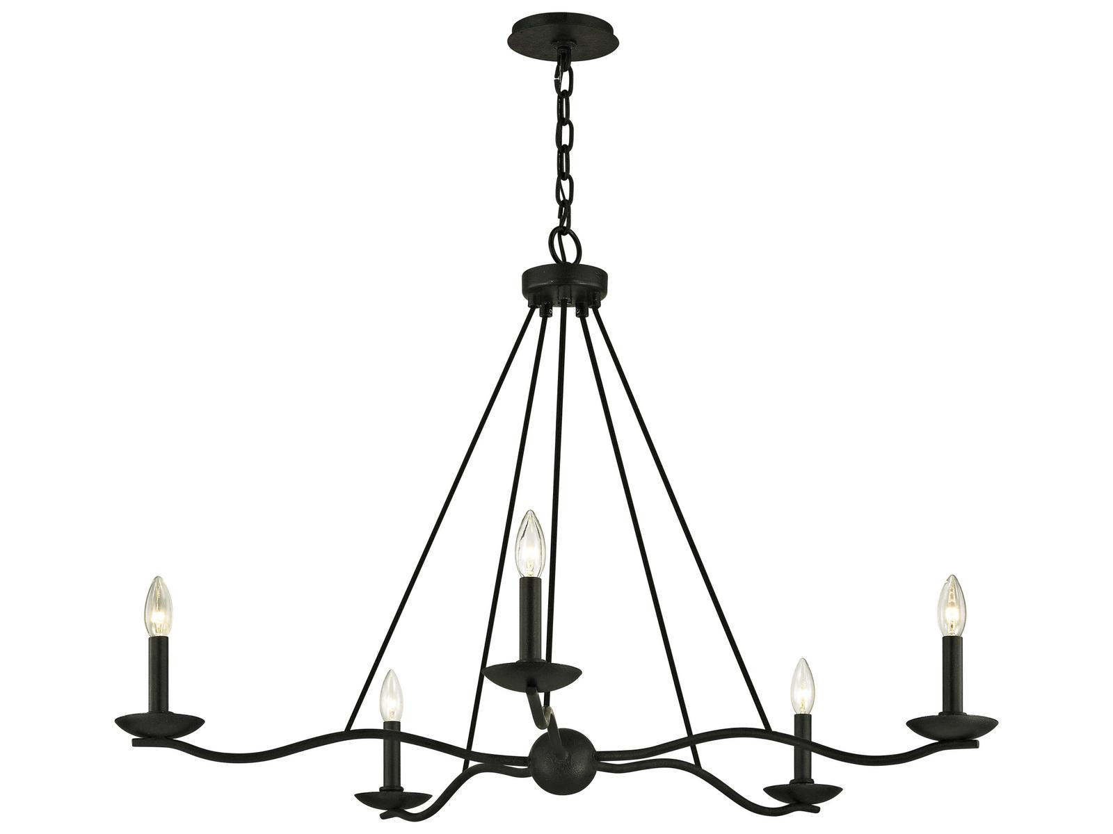 Troy Lighting Sawyer 5-Light Forged Iron Black Candelabra Chandelier