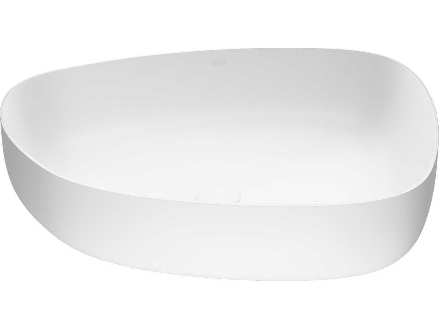 Vigo Peony Matte White 20" Irregular Oval Vessel Bathroom Sink