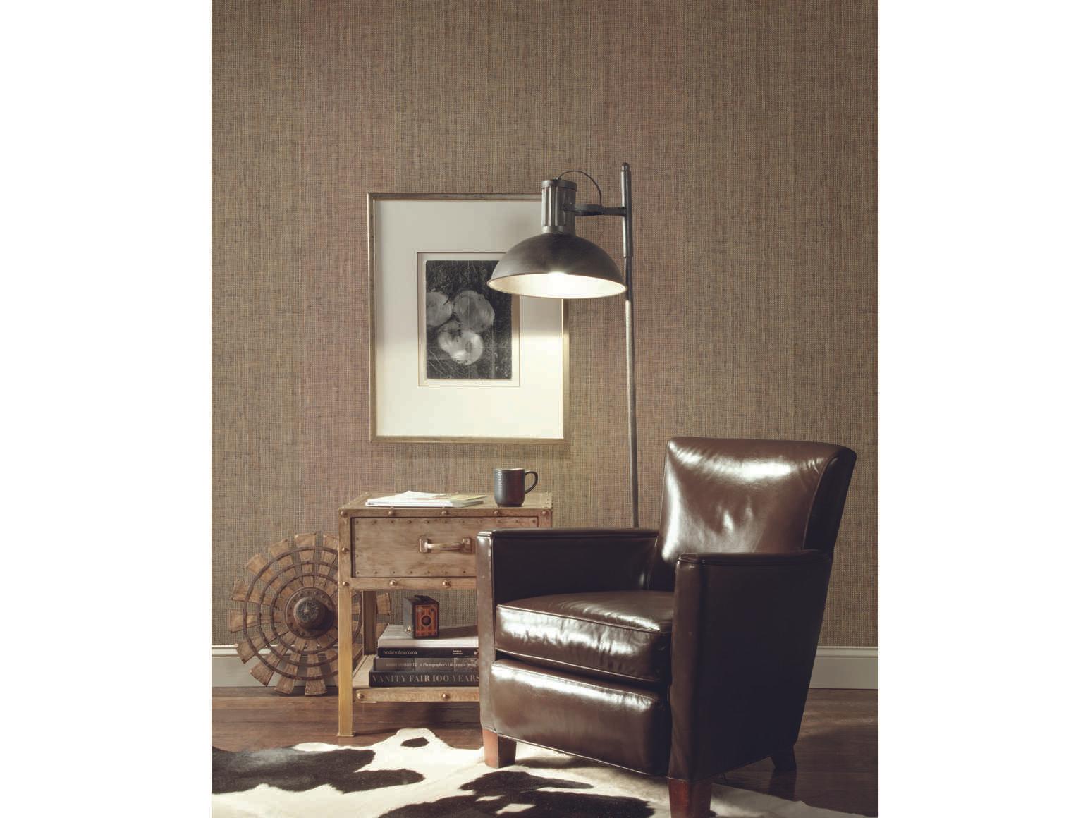 York Wallcoverings Grasscloth Resource Library Charcoal / Beige Woven Crosshatch Wallpaper