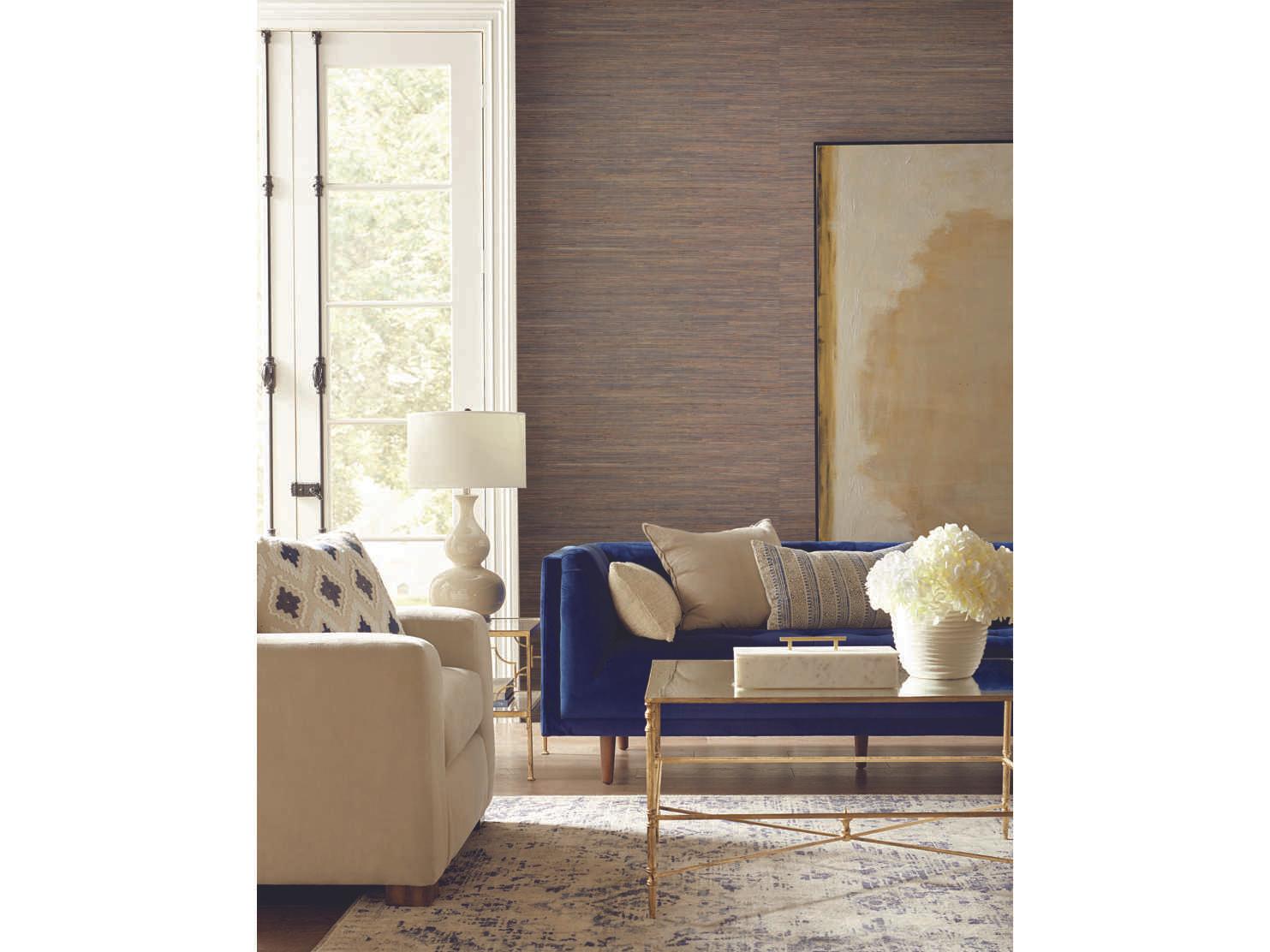 York Wallcoverings Grasscloth Resource Library Blues Knotted Grass Wallpaper