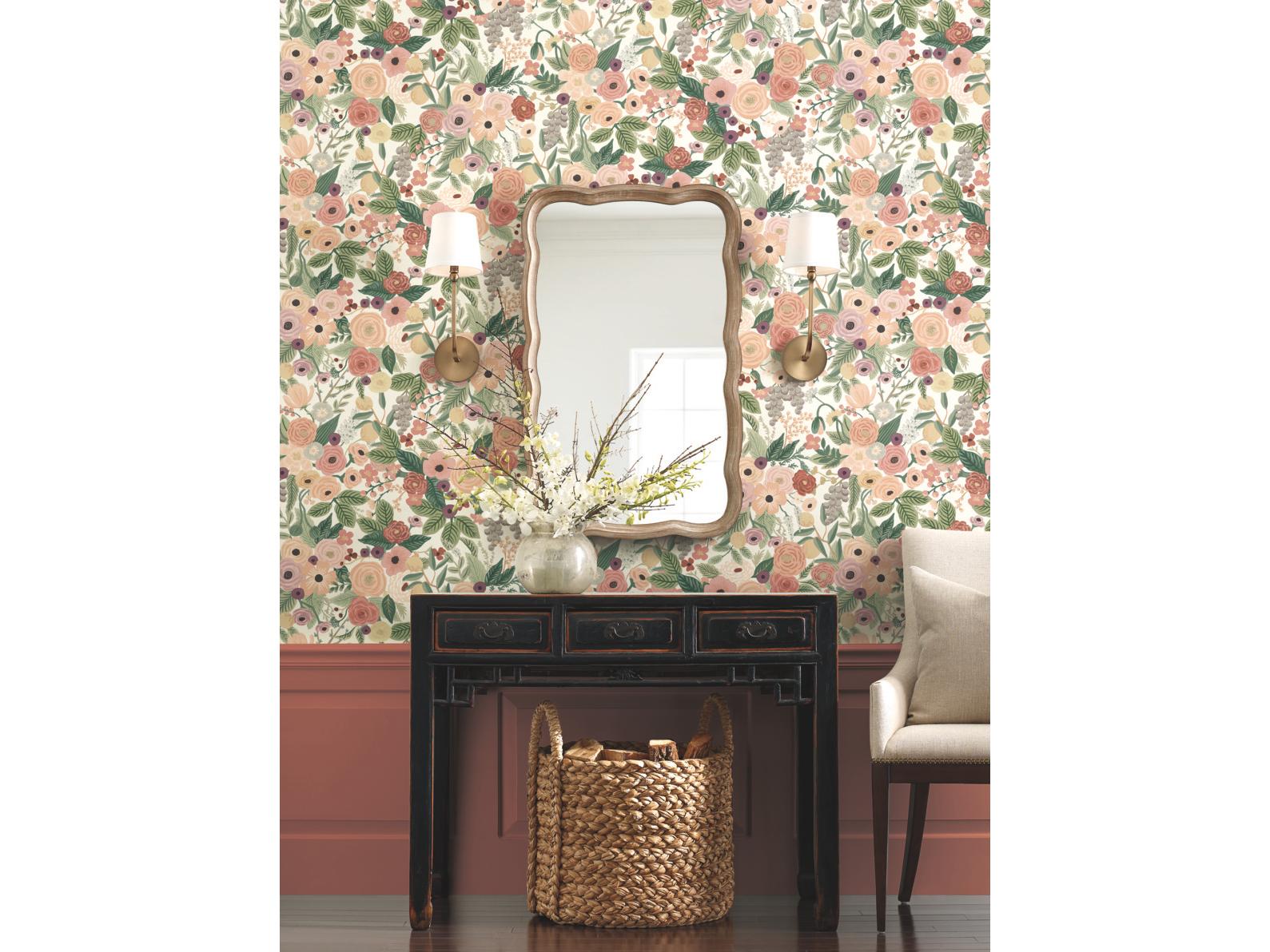 York Wallcoverings Burgundy Garden Party Wallpaper