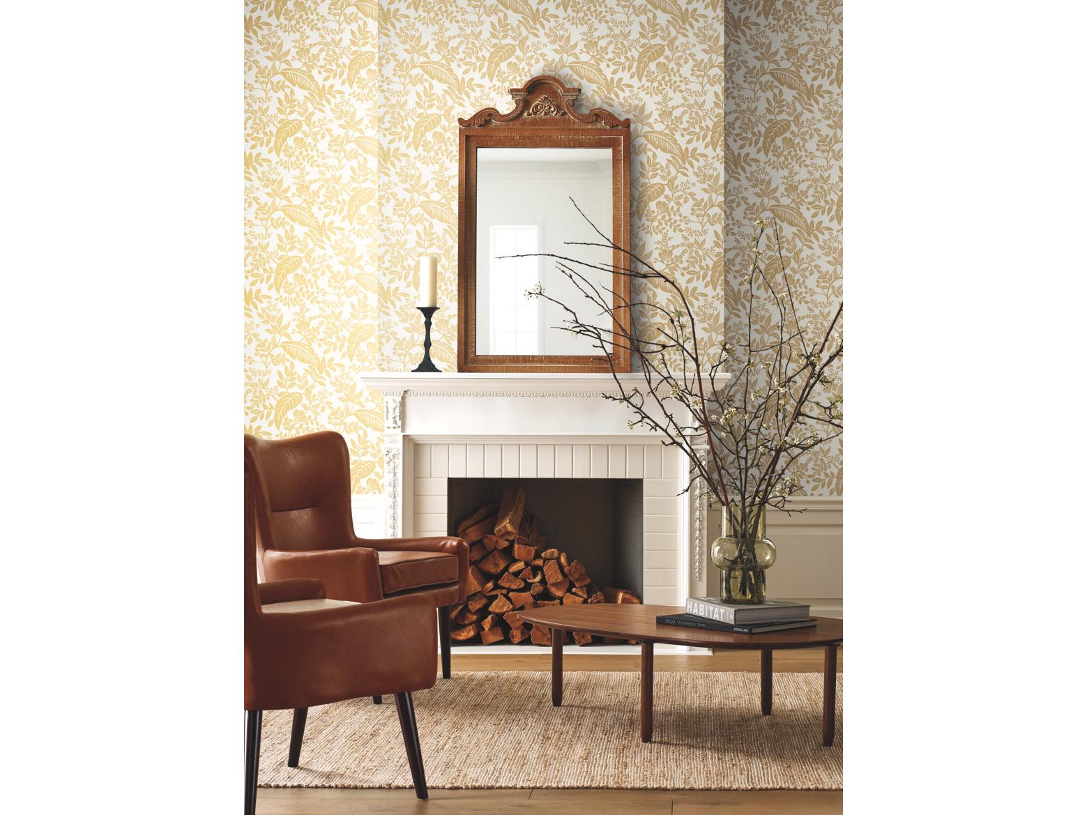 York Wallcoverings Gold / White Canopy Wallpaper