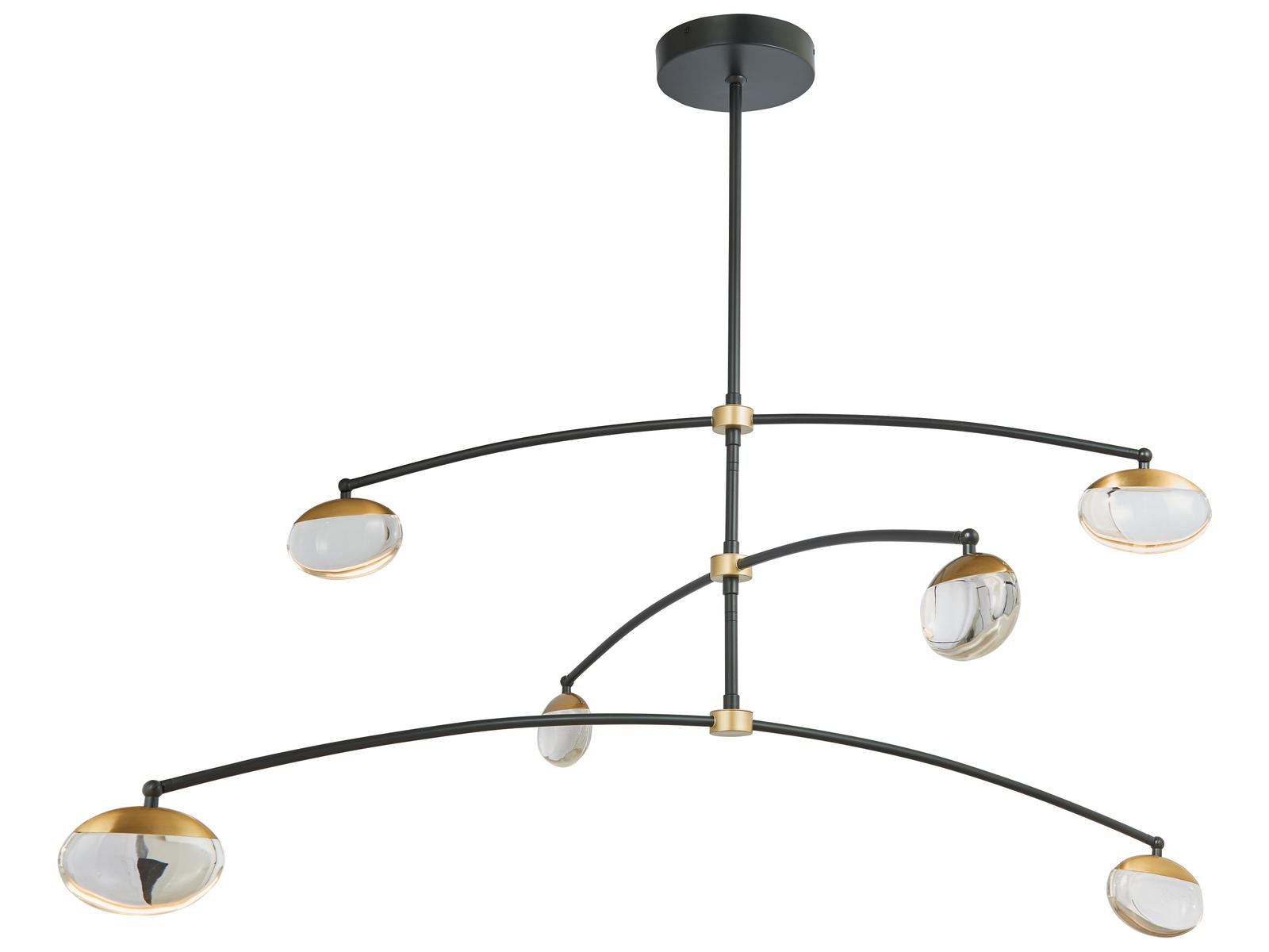 Abra Athena 6-Light Matte Black Brushed Brass Round Chandelier