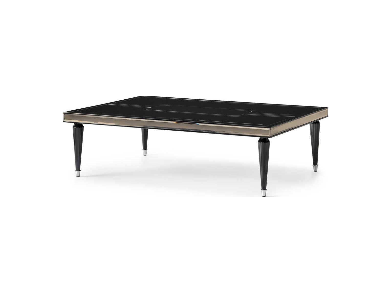 Michael Amini La Francaise Rectangular Glass Black Ice Cocktail Table