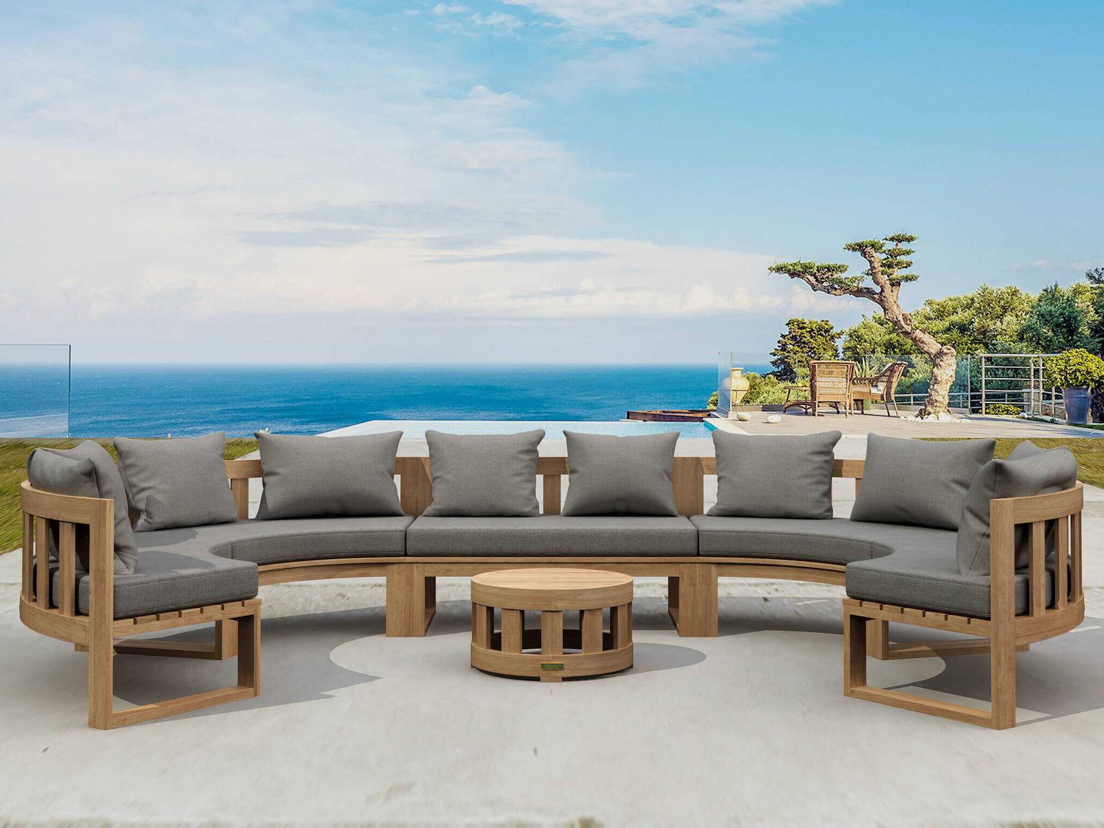 Anderson Teak Circular Modular Deep Seating Teak Outdoor Lounge Set