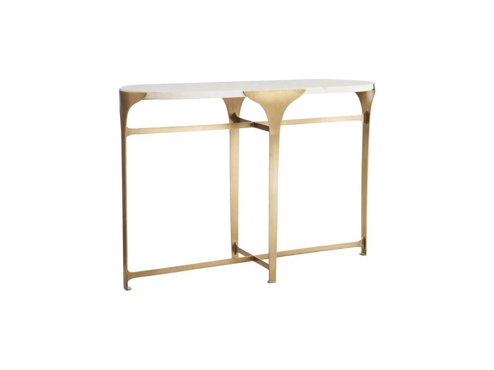 Arteriors Home Janine Oval Marble Antique Brass Console Table