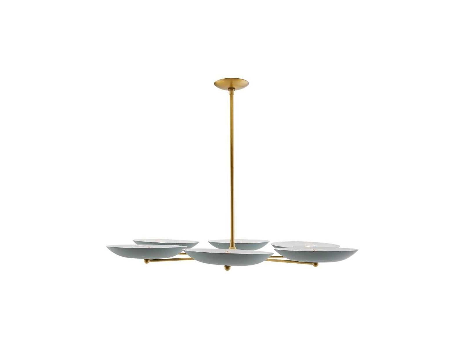 Arteriors Home Griffith 6-Light Cadet Blue Antique Brass Bowl Chandelier