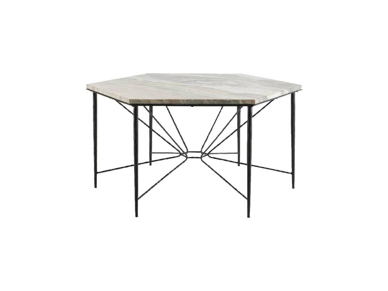 Arteriors Home Estrella Hexagon Marble Toronto Blackened Iron Dining Table