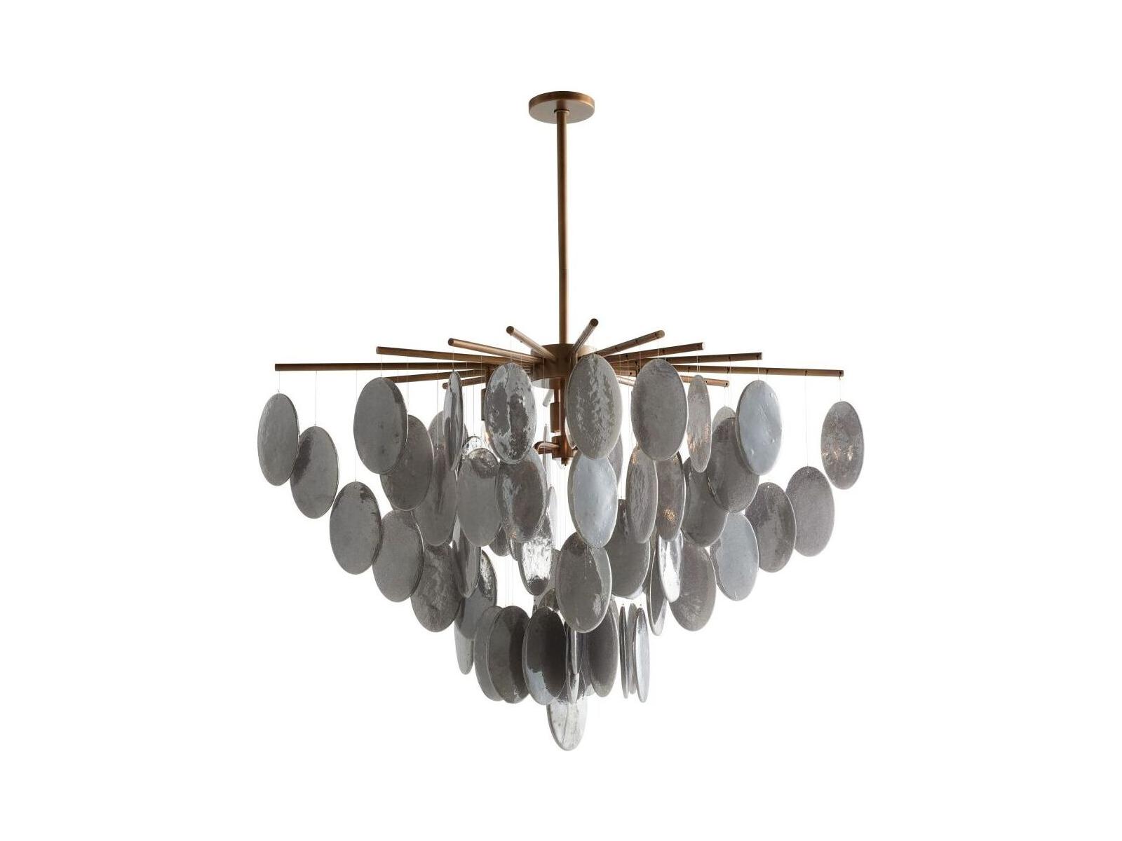 Arteriors Home Tiffany 8-Light Antique Brass Smoke Luster Gray Round Chandelier