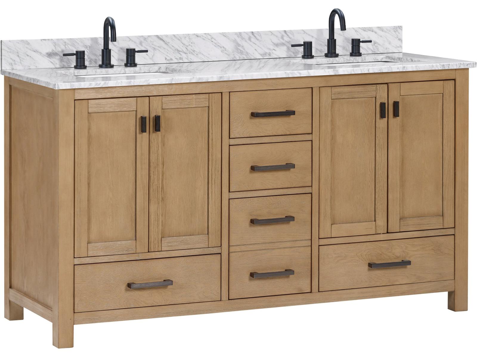 Avanity Modero 61 in. Double Sink Bathroom Vanity in Brushed Oak with ...