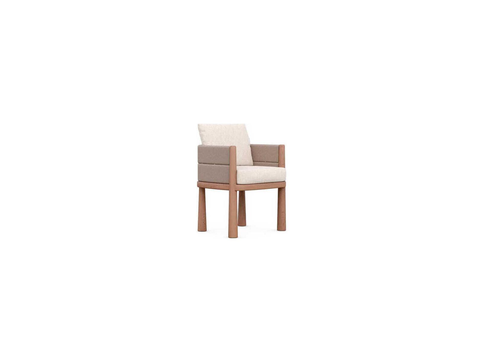 Azzurro Living Biscayne Natural Teak Wicker Cushion Dining Chair Set of 2