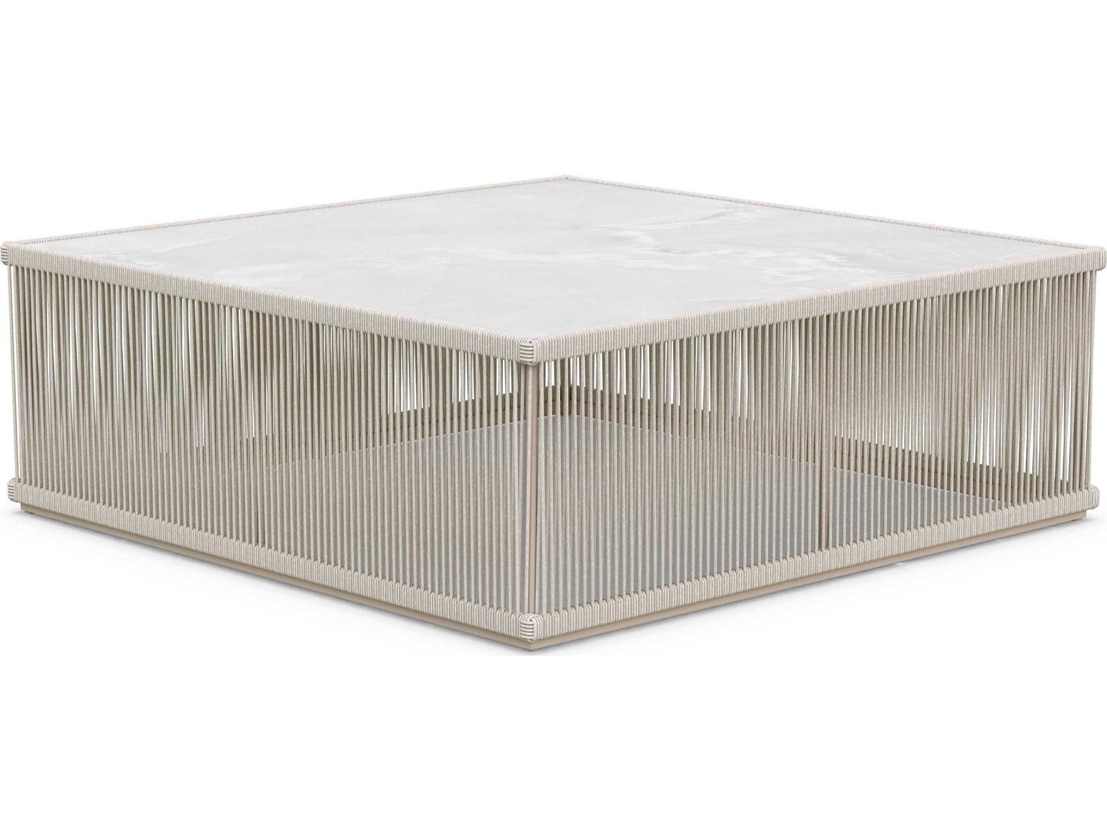 Azzurro Living Malta Birch All-weathertextelene Rope Square Coffee Table