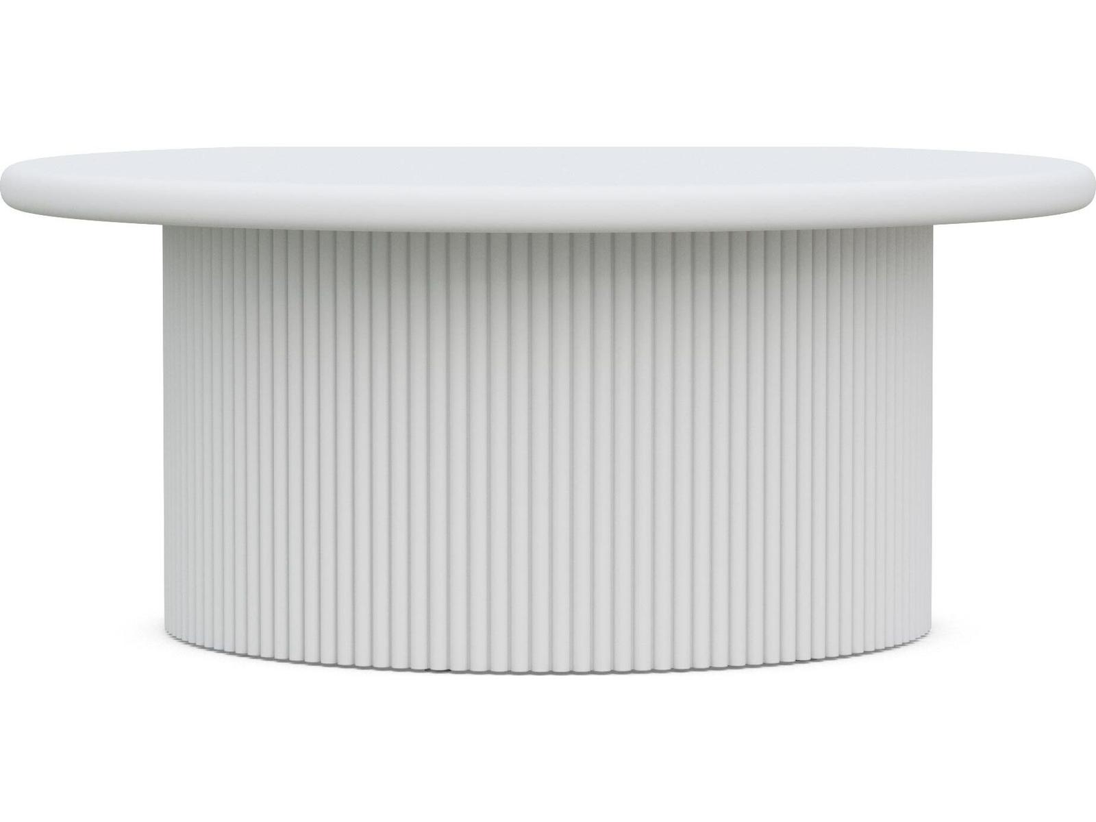 Azzurro Living Palma Matte White Aluminum Round Patio Coffee Table