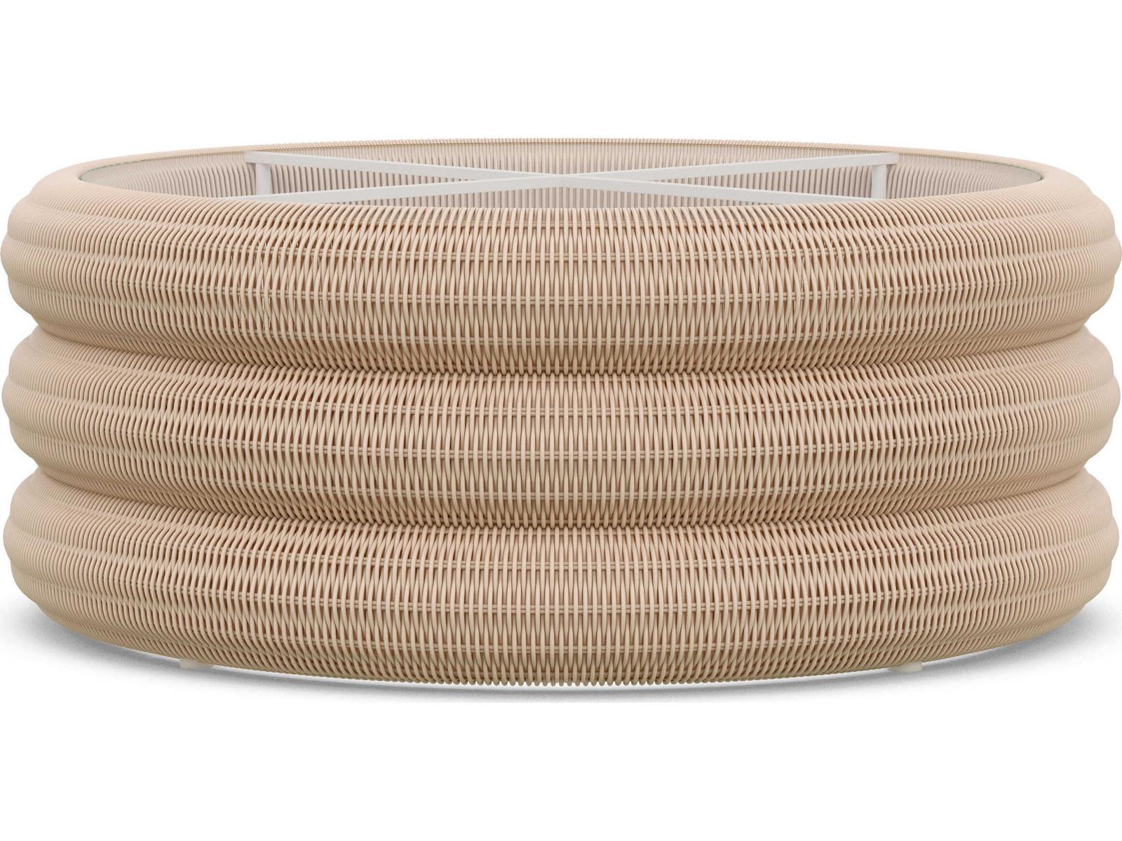 Azzurro Living Texoma Almond All-weather Wicker Round Coffee Table