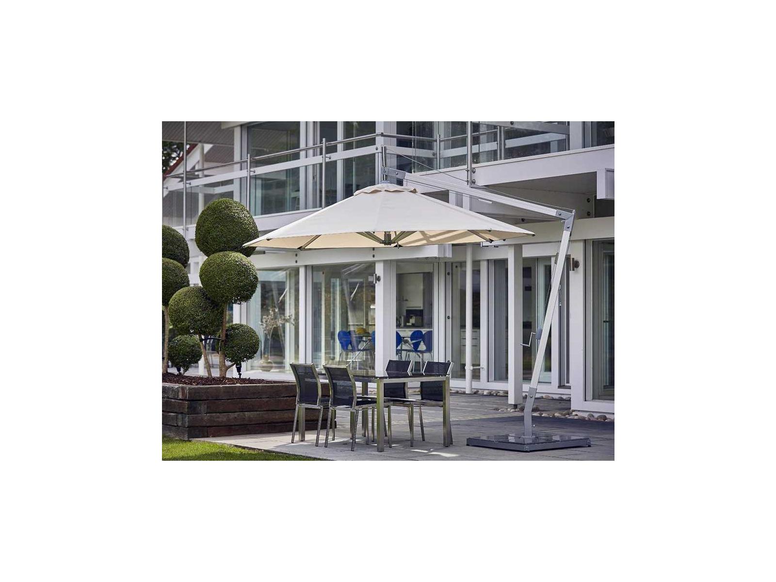 Bambrella Santa Ana Sidewind 10 Foot Round Crank Lift Manual Tilt Cantilever Outdoor Umbrella