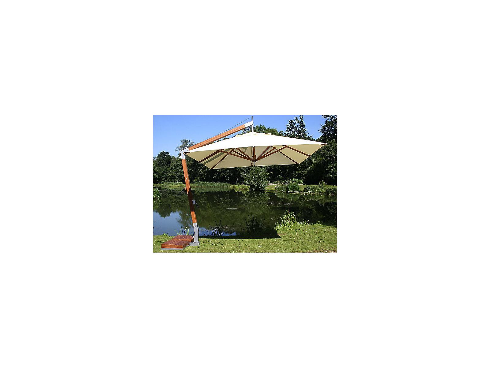 Bambrella Levante Sidewind 11 Foot Square Crank Lift Manual Tilt Patio Umbrella