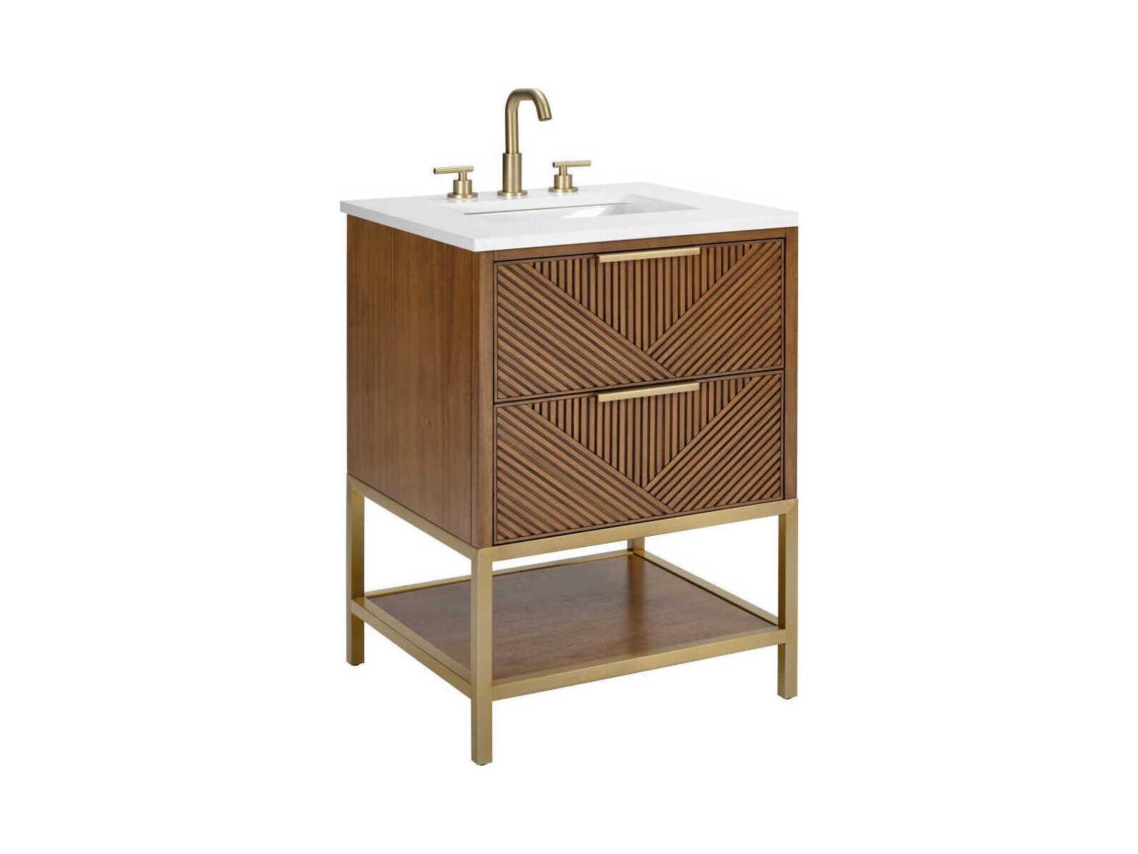 BEMMA Diamond 24" Walnut Satin Brass Vanity